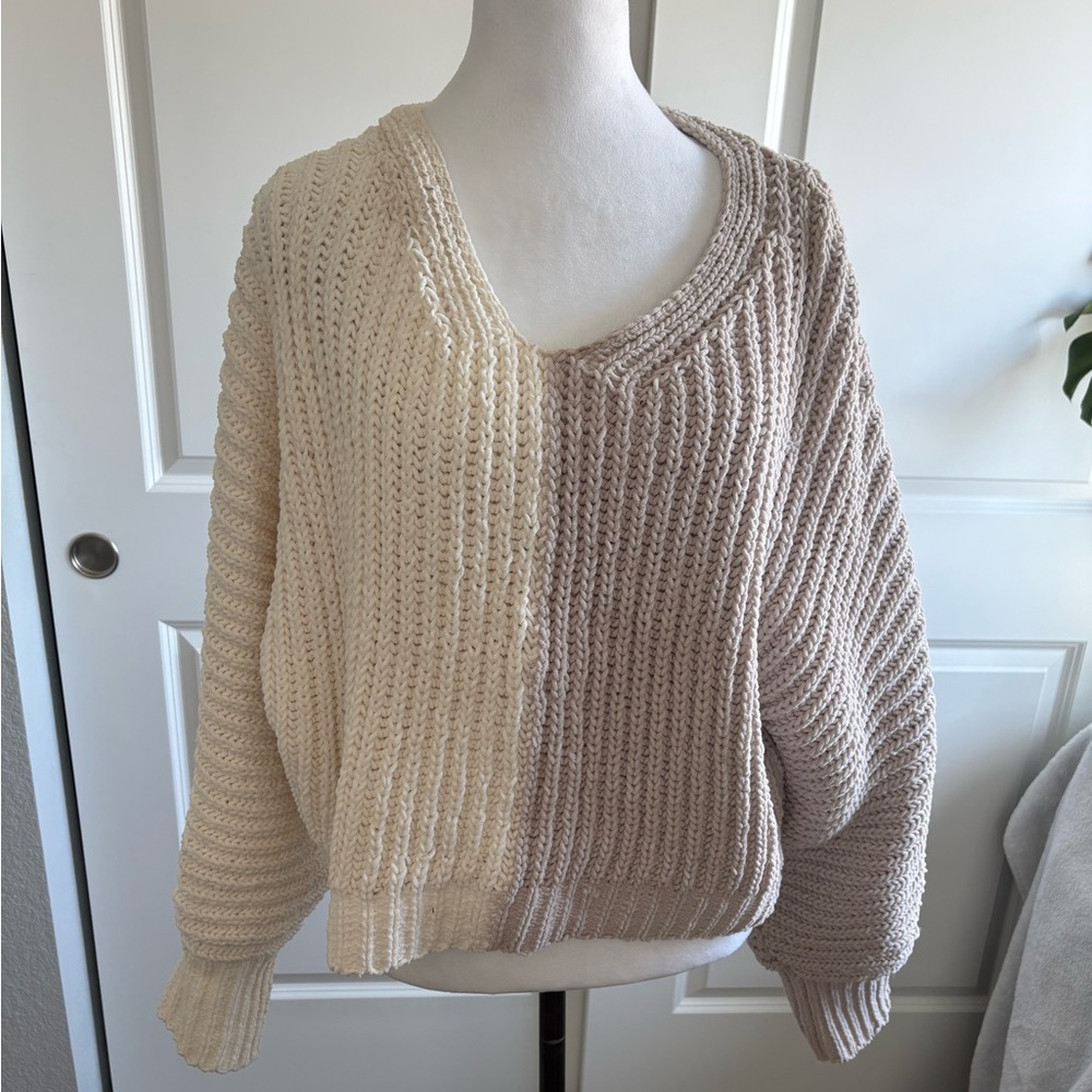 Altar'd State Two-Tone V-Neck Sweater